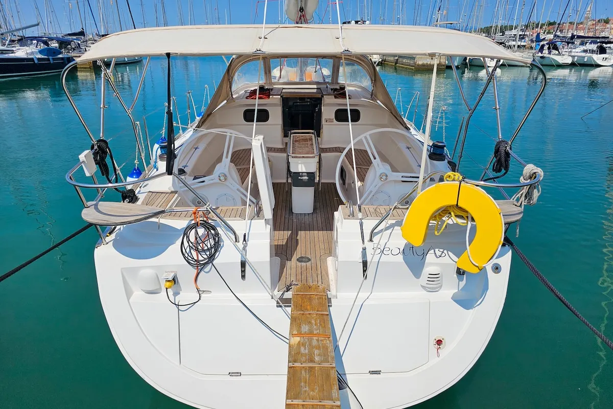 Cockpit of Beauty AS, a Elan Impression 444 sailboat at Izola / Isola, Slovenia