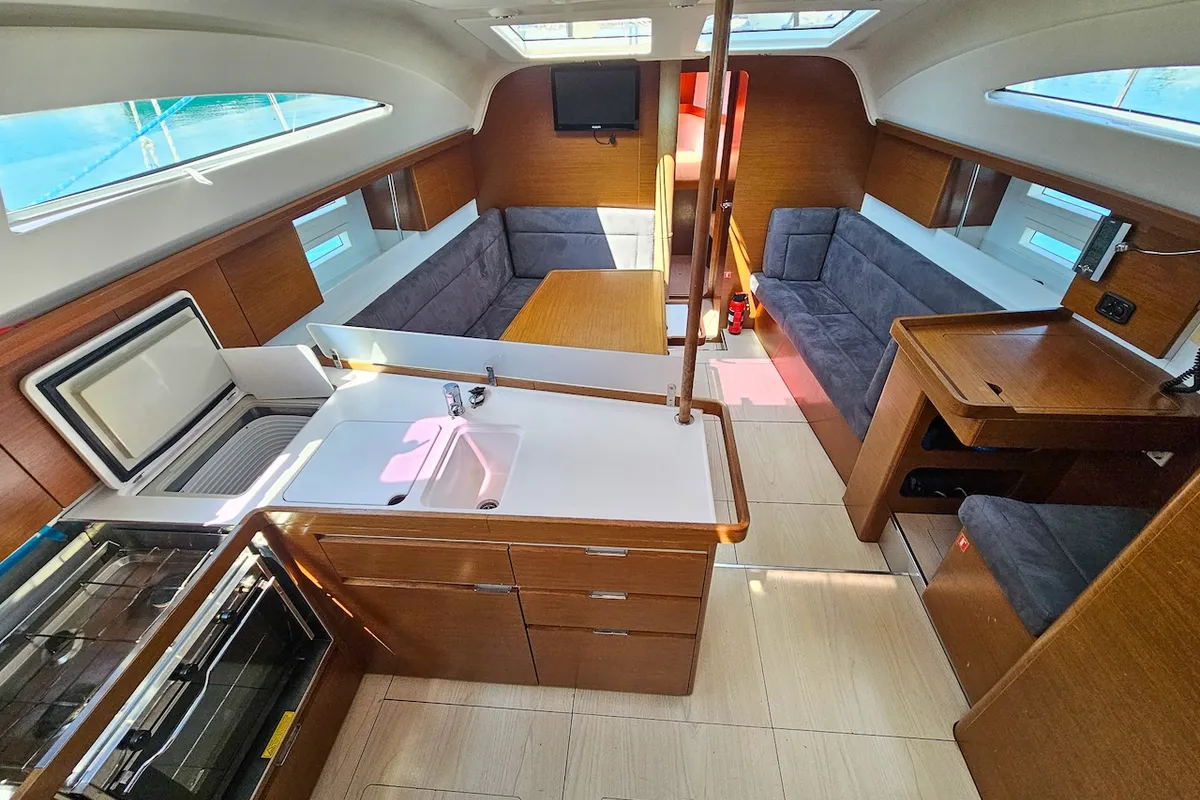 Galley of Beauty AS, a Elan Impression 444 sailboat at Izola / Isola, Slovenia