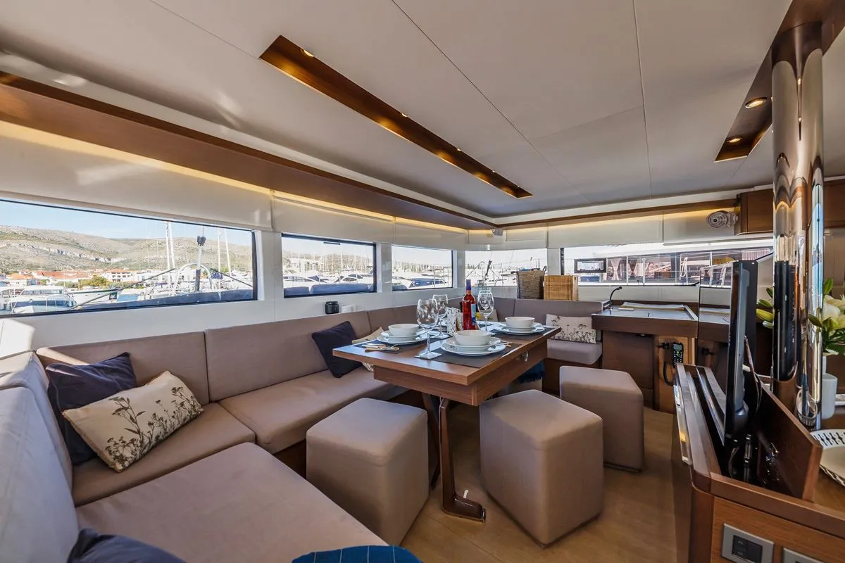 Salon of Summer Star, a Lagoon 50 catamaran at Split, Croatia