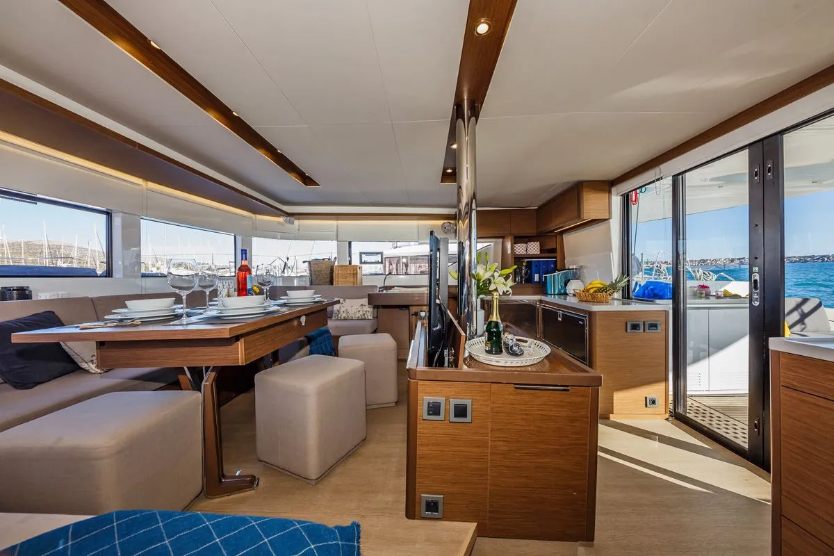Salon of Summer Star, a Lagoon 50 catamaran at Split, Croatia