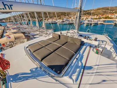 Deck of Summer Star, a Lagoon 50 catamaran at Split, Croatia