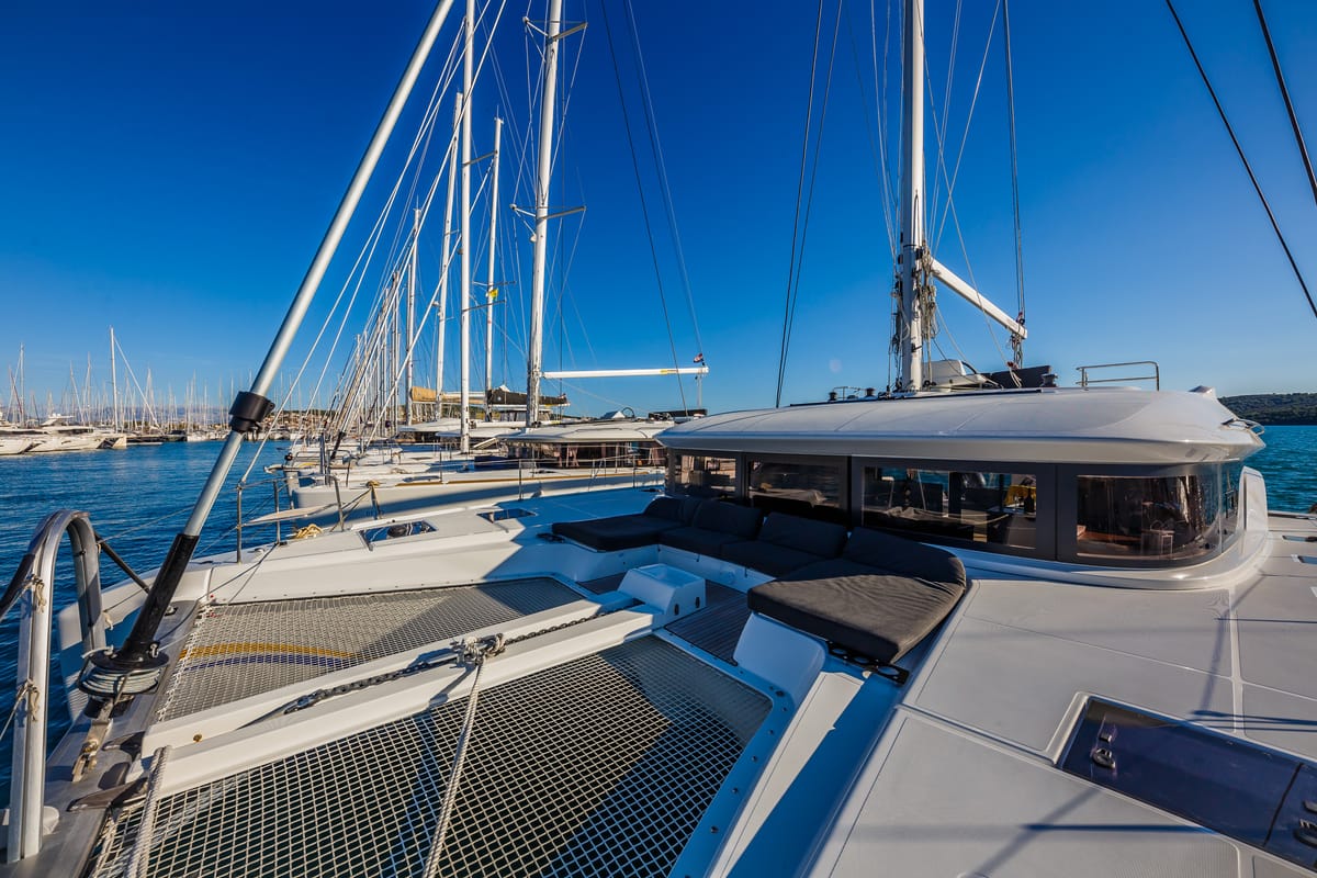 Deck of Summer Star, a Lagoon 50 catamaran at Split, Croatia