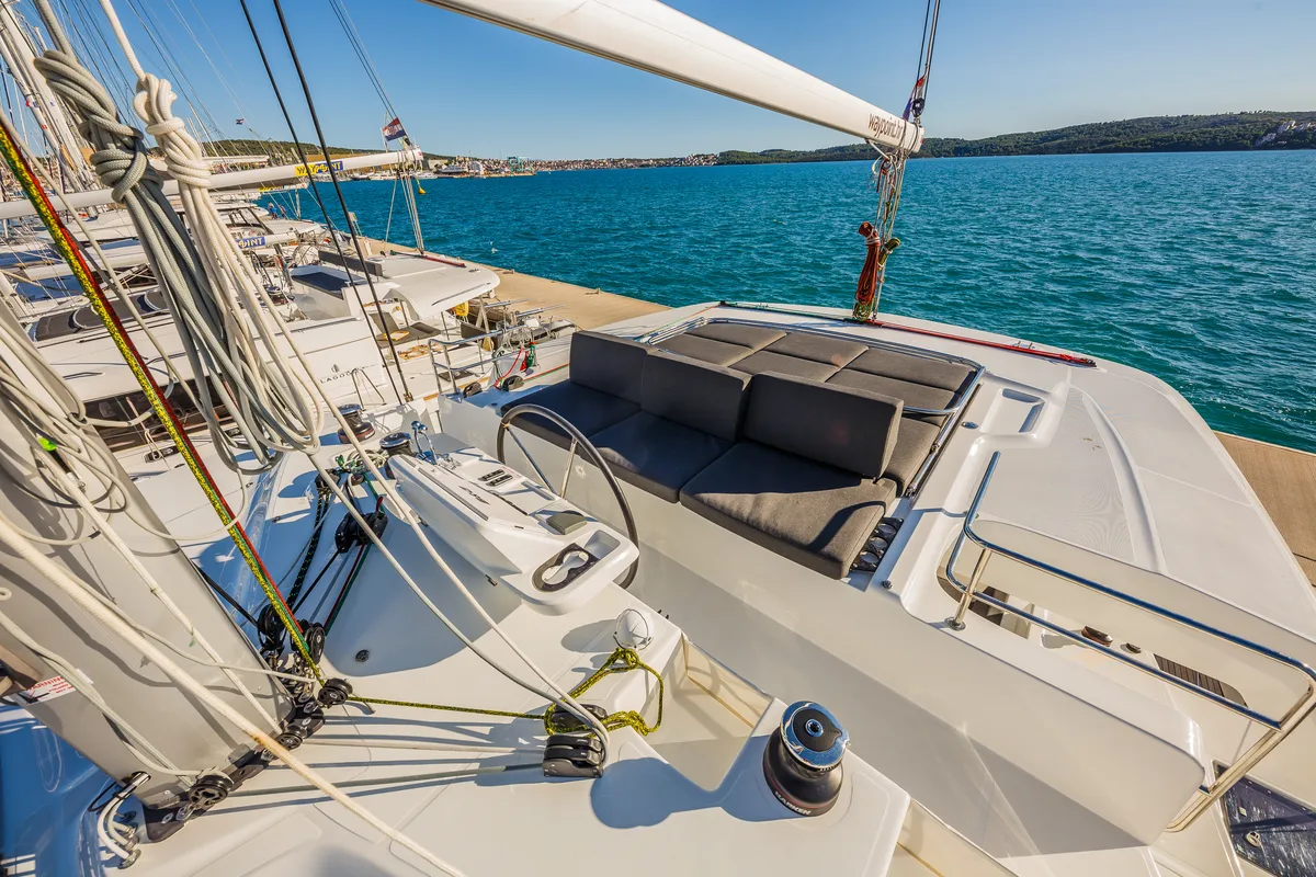 Deck of Summer Star, a Lagoon 50 catamaran at Split, Croatia