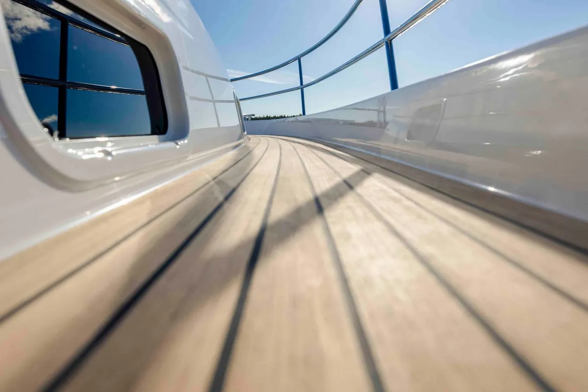Deck of Fourlux, a Nimbus 365 Coupe motorboat at Općina Sukošan, Croatia