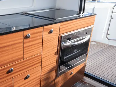 Galley of Fourlux, a Nimbus 365 Coupe motorboat at Općina Sukošan, Croatia