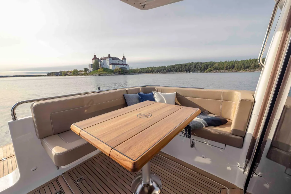 Deck of Fourlux, a Nimbus 365 Coupe motorboat at Općina Sukošan, Croatia