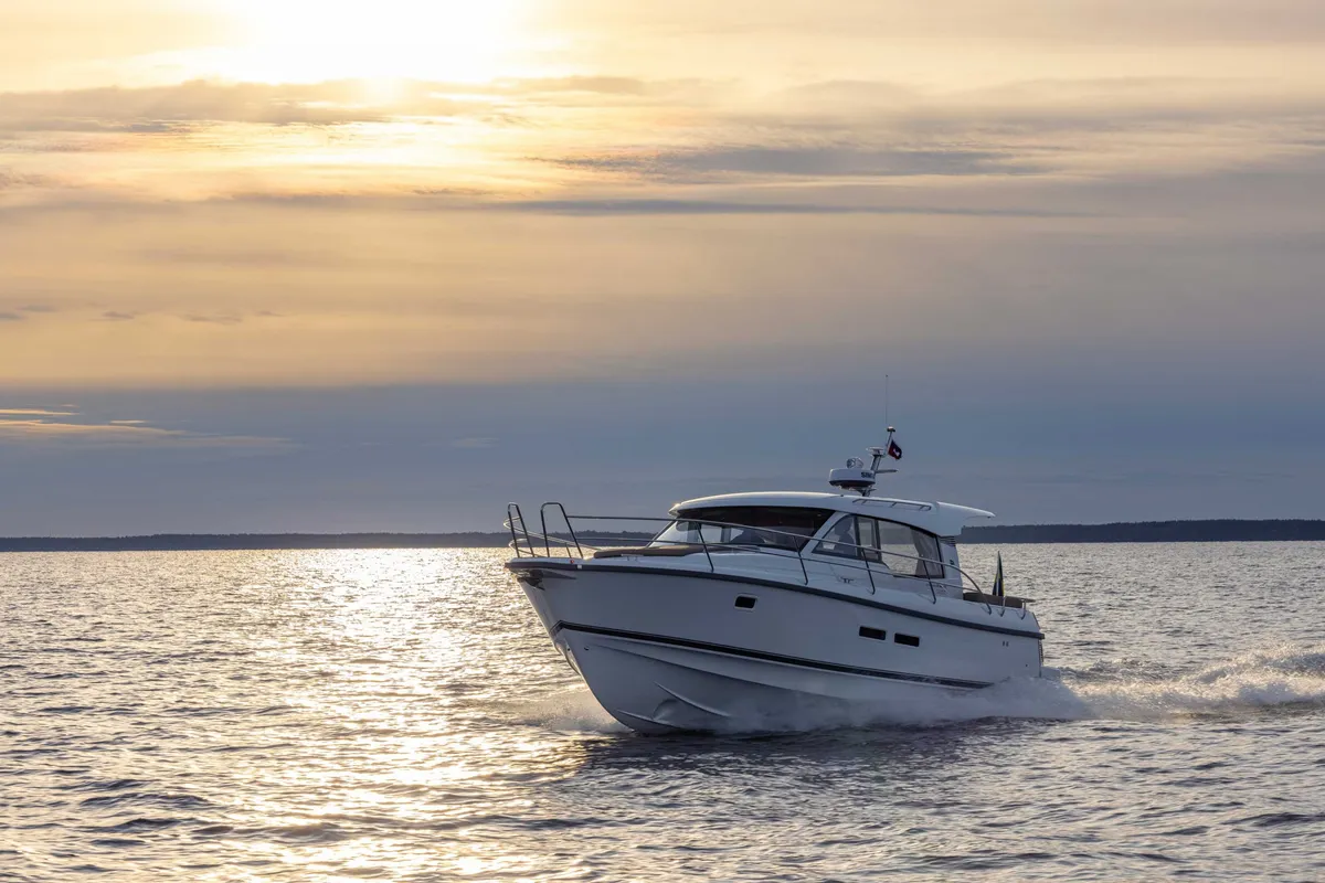 Exterior view of Fourlux, a Nimbus 365 Coupe motorboat at Općina Sukošan, Croatia