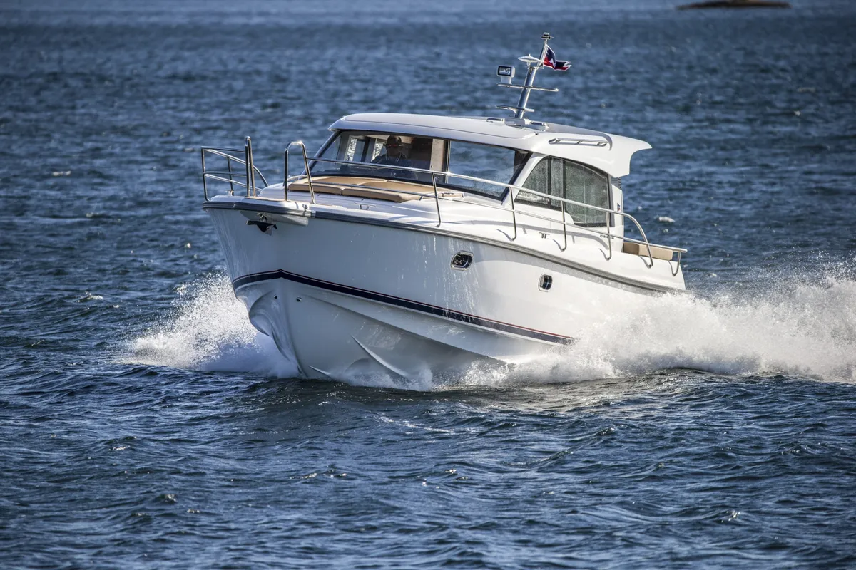 Exterior view of Fourlux, a Nimbus 365 Coupe motorboat at Općina Sukošan, Croatia