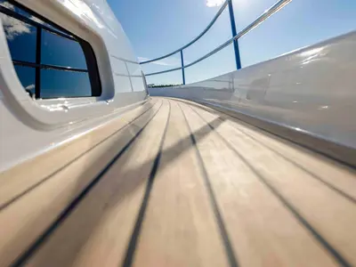 Deck of Fourlux, a Nimbus 365 Coupe motorboat at Općina Sukošan, Croatia