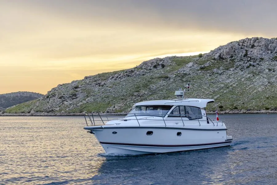 Exterior view of Fourlux, a Nimbus 365 Coupe motorboat at Općina Sukošan, Croatia