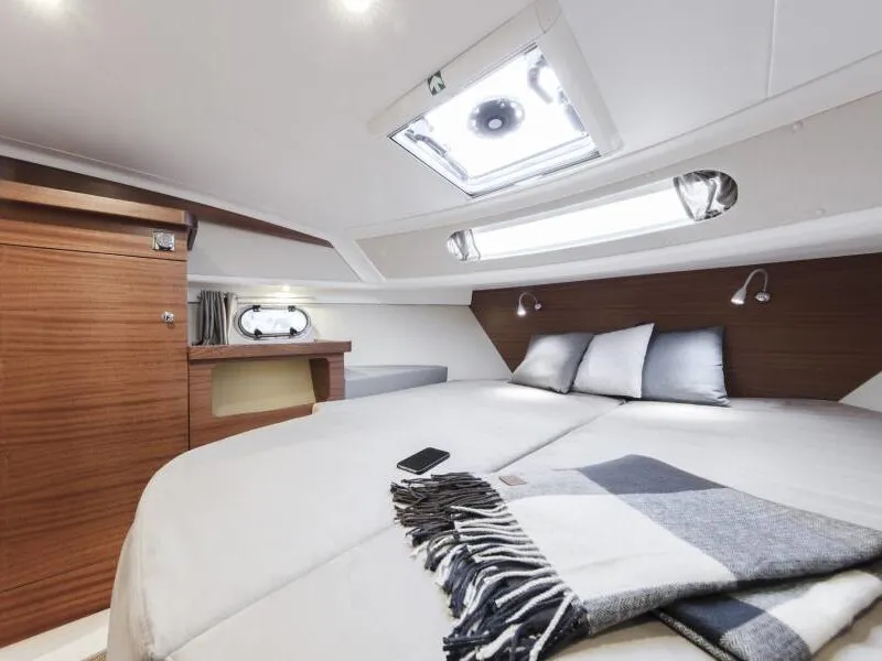 Cabin on Fourlux, a Nimbus 365 Coupe motorboat at Općina Sukošan, Croatia