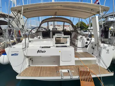 Cockpit of Altair, a Dufour 412 sailboat at Murter, Croatia