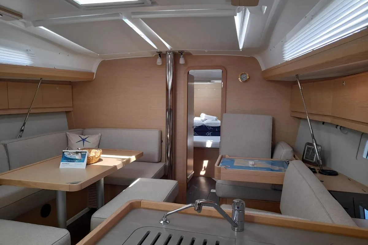 Salon of Altair, a Dufour 412 sailboat at Murter, Croatia