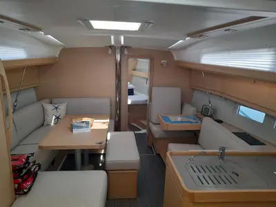 Salon of Altair, a Dufour 412 sailboat at Murter, Croatia