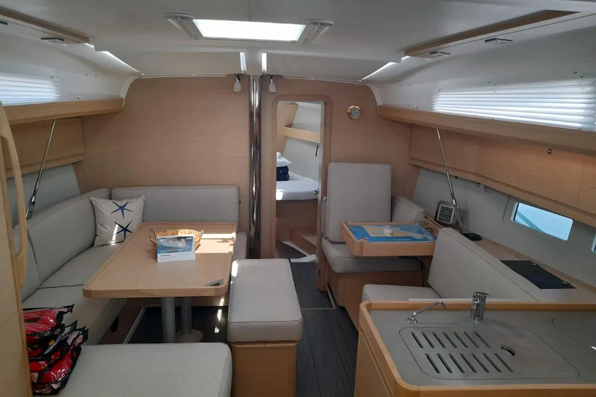 Salon of Altair, a Dufour 412 sailboat at Murter, Croatia