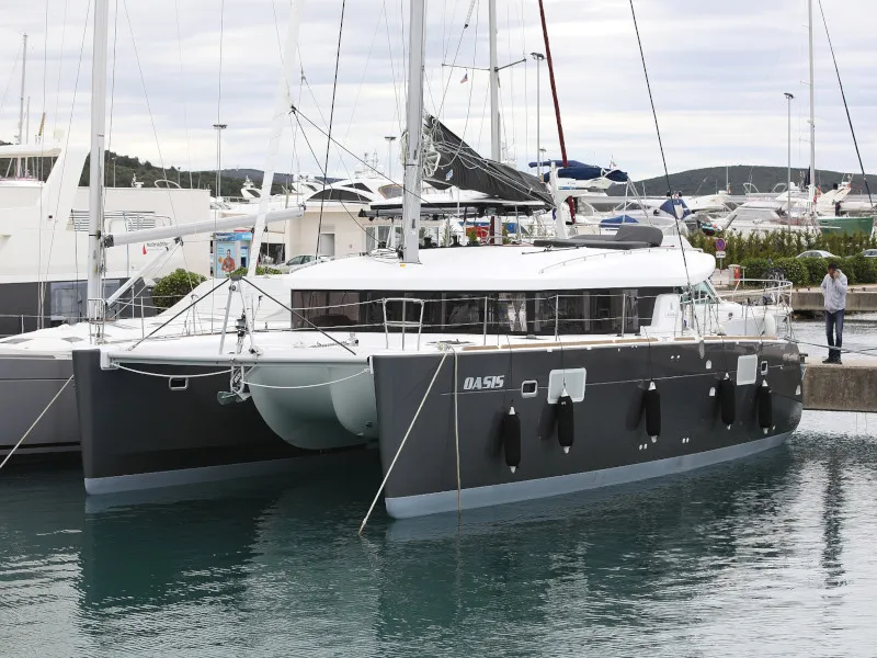 Exterior view of OASIS, a Lagoon 450 catamaran at Općina Sukošan, Croatia
