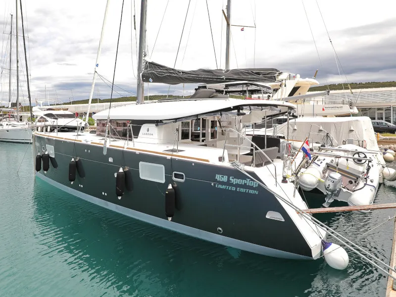 Exterior view of OASIS, a Lagoon 450 catamaran at Općina Sukošan, Croatia