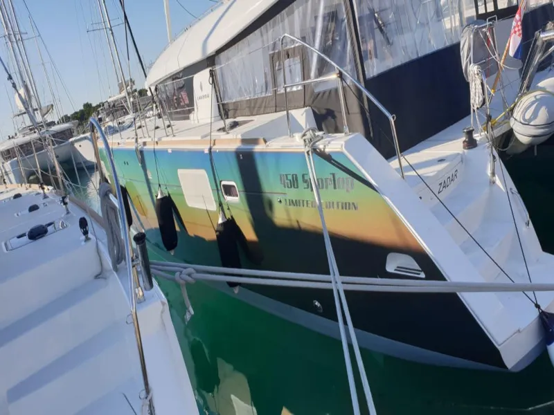 Exterior view of OASIS, a Lagoon 450 catamaran at Općina Sukošan, Croatia