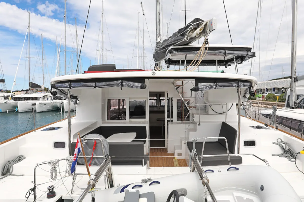 Deck of OASIS, a Lagoon 450 catamaran at Općina Sukošan, Croatia