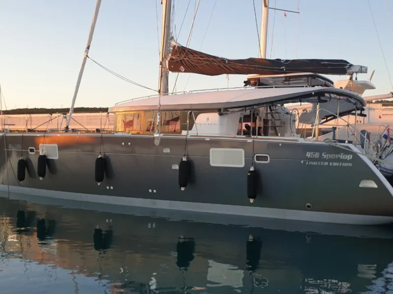 Exterior view of OASIS, a Lagoon 450 catamaran at Općina Sukošan, Croatia