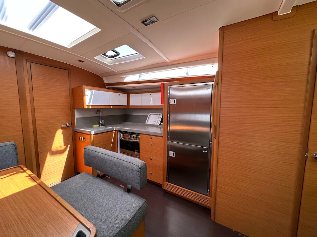 Galley of Suha Bey, a Dufour 470 sailboat at Fethiye, Turkey