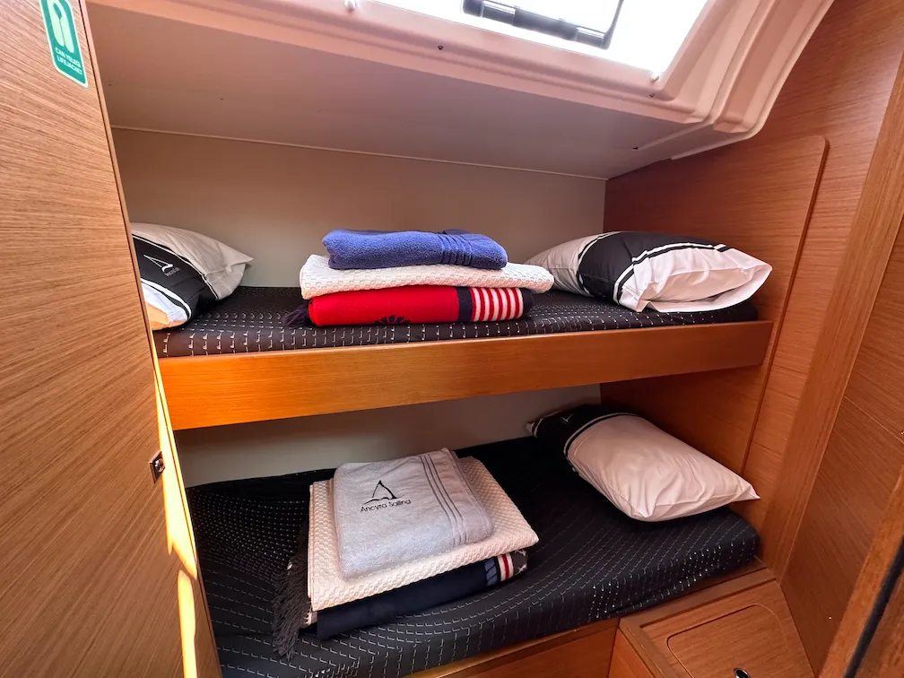 Cabin on Suha Bey, a Dufour 470 sailboat at Fethiye, Turkey