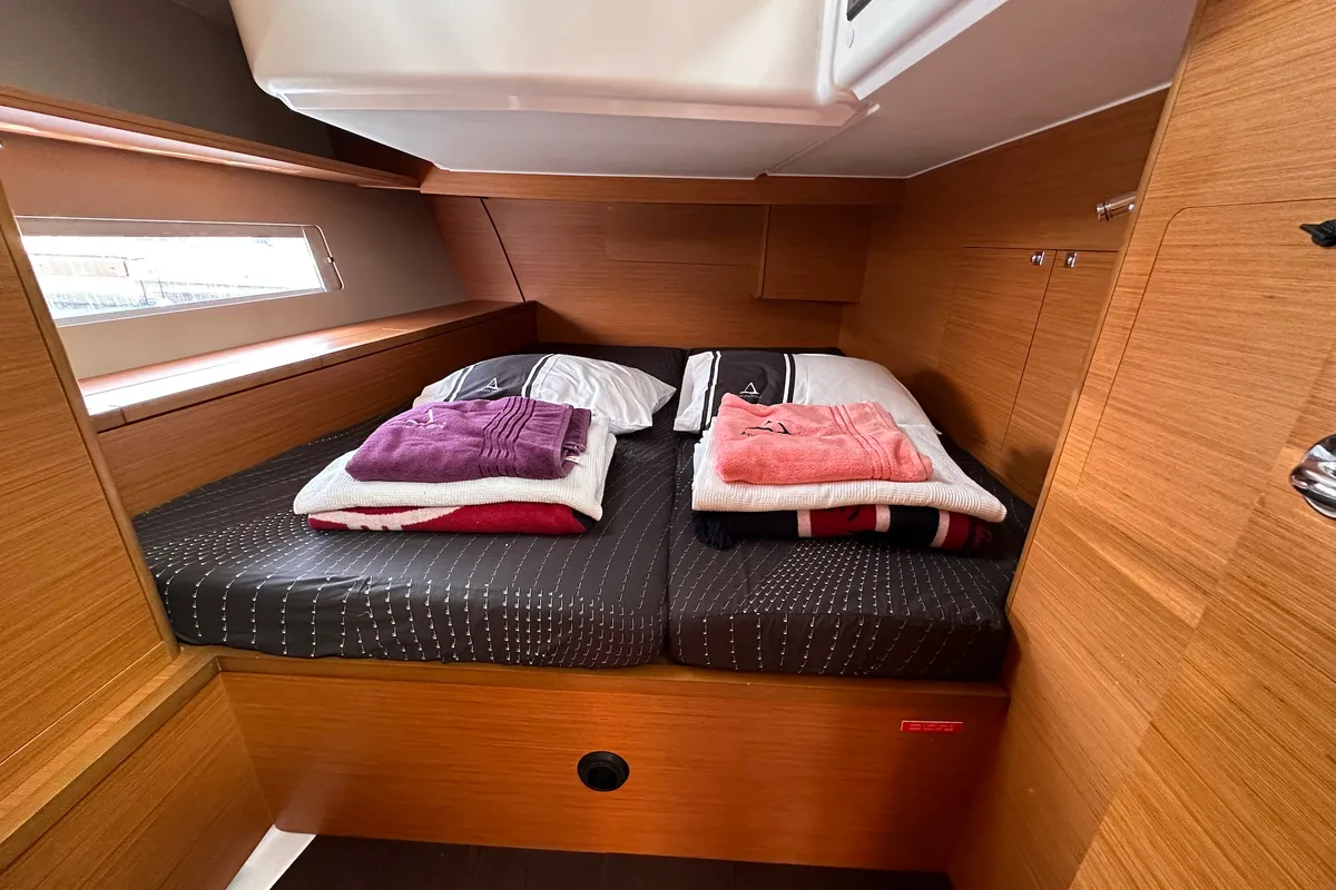 Cabin on Suha Bey, a Dufour 470 sailboat at Fethiye, Turkey