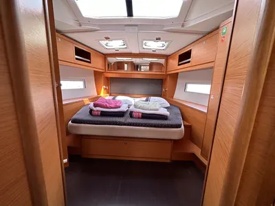 Cabin on Suha Bey, a Dufour 470 sailboat at Fethiye, Turkey