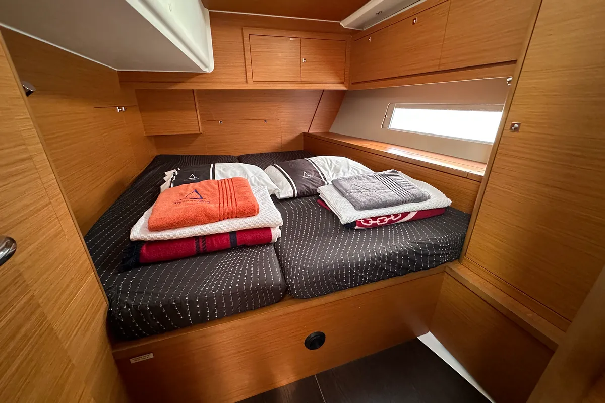 Cabin on Suha Bey, a Dufour 470 sailboat at Fethiye, Turkey