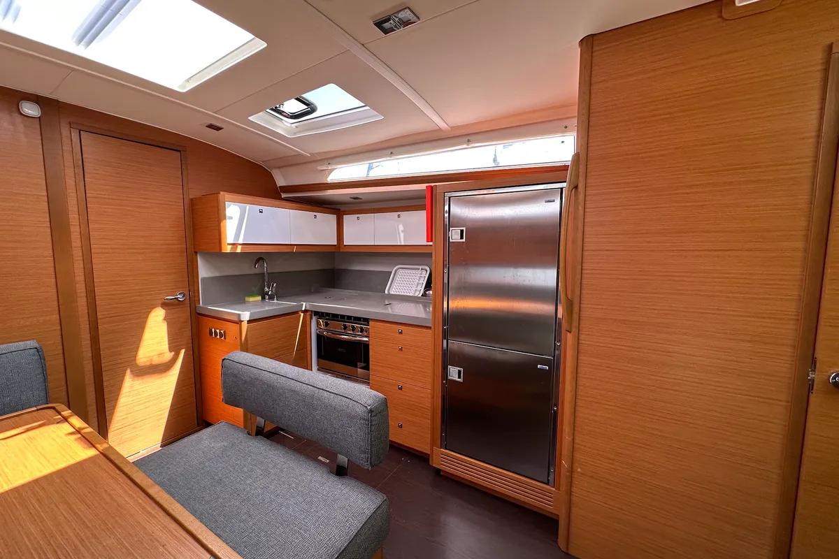Galley of Suha Bey, a Dufour 470 sailboat at Fethiye, Turkey