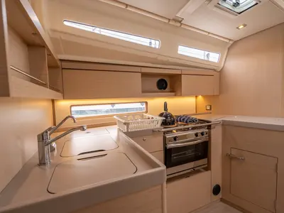 Galley of Lyra, a Beneteau Oceanis 40.1 sailboat at Salerno, Italy