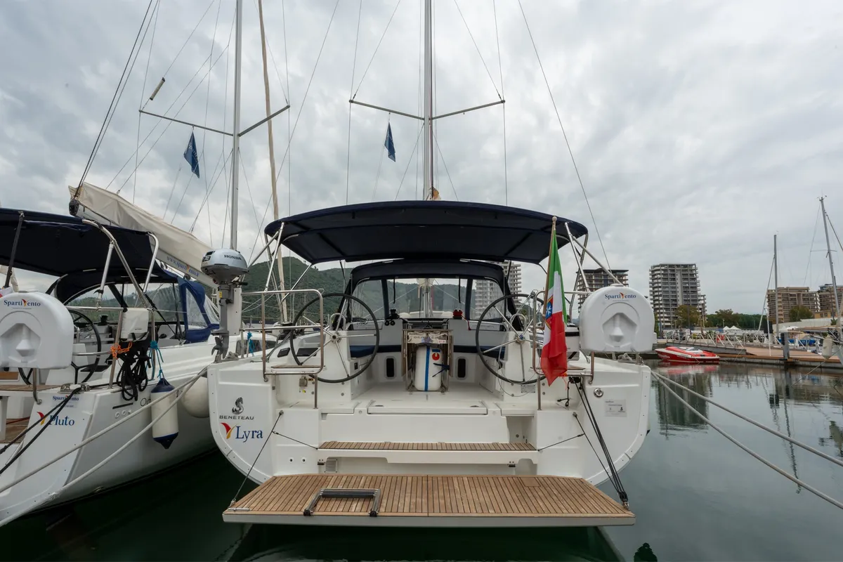 Exterior view of Lyra, a Beneteau Oceanis 40.1 sailboat at Salerno, Italy