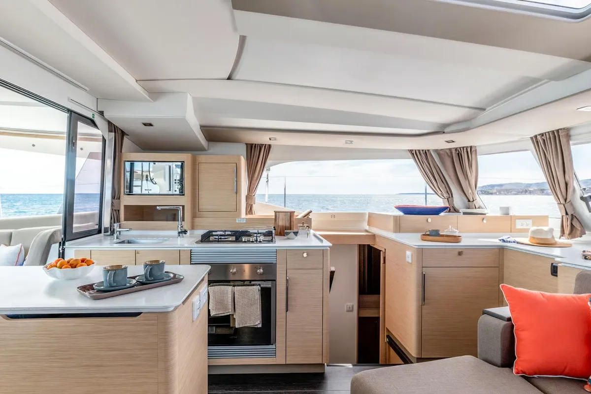 Galley of My Summer, a Fountaine Pajot New 44 catamaran at Taranto, Italy