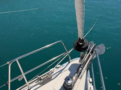 Deck of Felicitas, a Bavaria Cruiser 46 sailboat at Fethiye, Turkey
