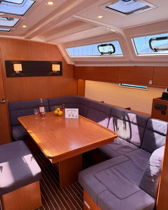 Salon of Felicitas, a Bavaria Cruiser 46 sailboat at Fethiye, Turkey