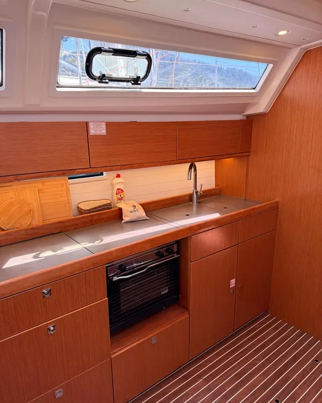Galley of Felicitas, a Bavaria Cruiser 46 sailboat at Fethiye, Turkey