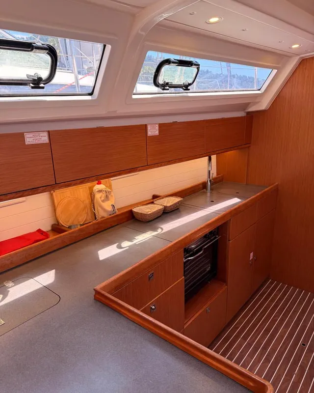 Galley of Felicitas, a Bavaria Cruiser 46 sailboat at Fethiye, Turkey