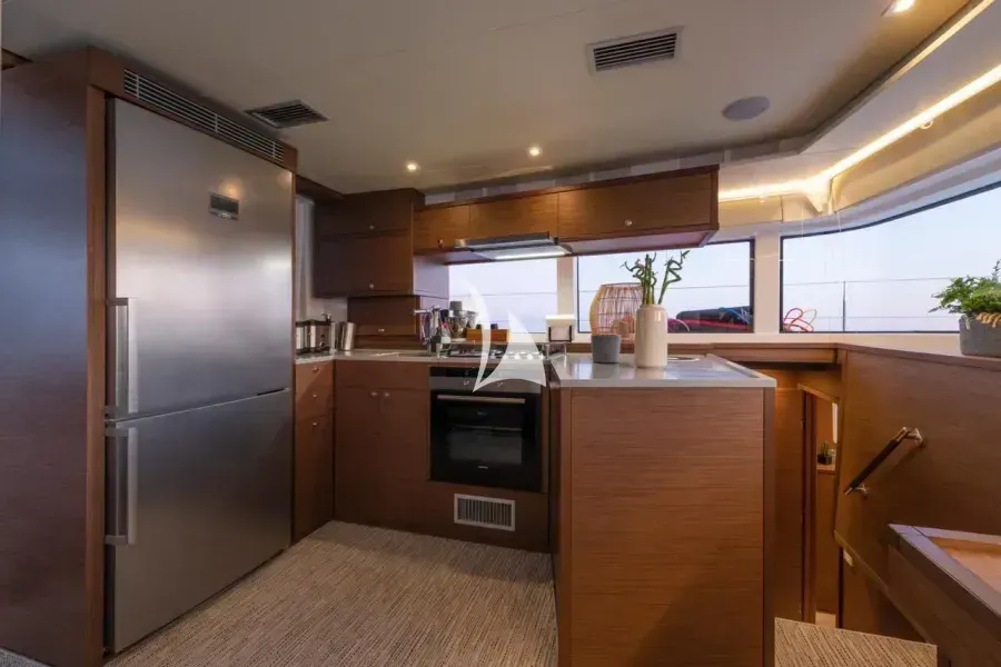 Galley of Nomad, a Lagoon 52 catamaran at Lavrion, Greece