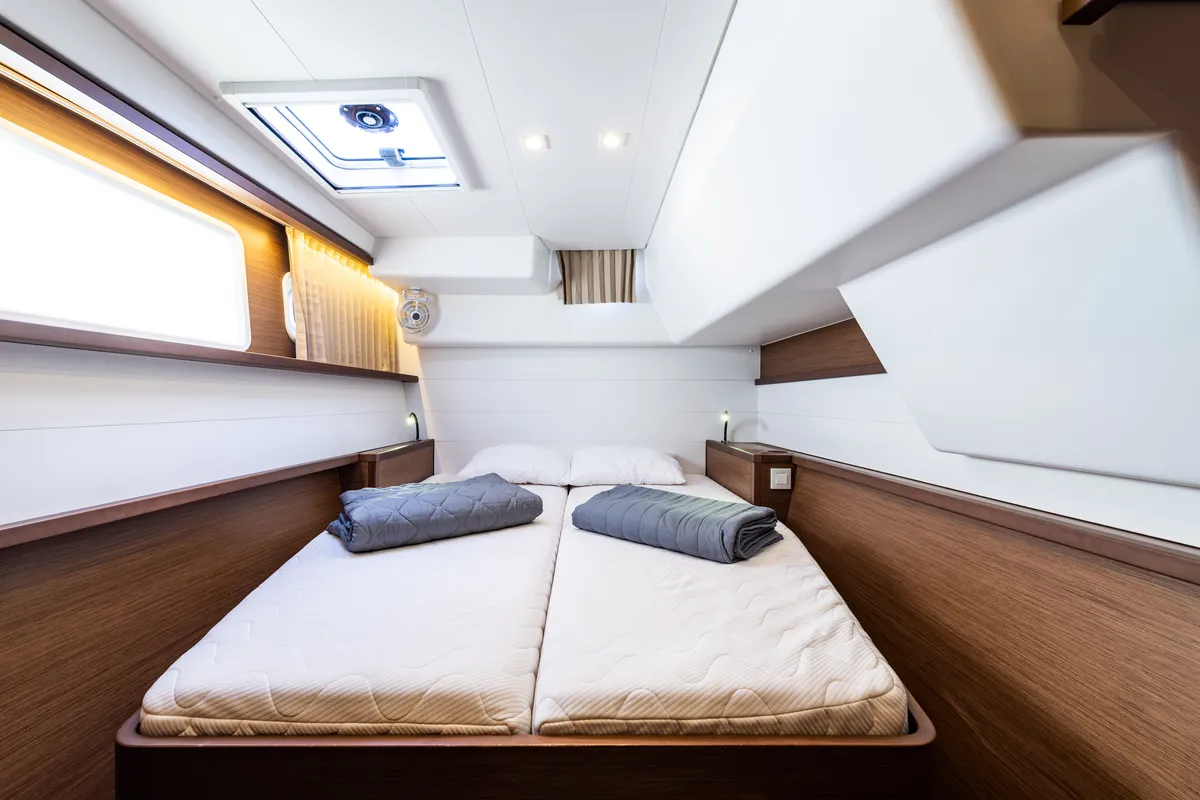 Cabin on Wander, a Lagoon 450 Fly catamaran at Municipal Unit of Lefkada, Greece