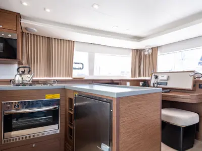 Galley of Wander, a Lagoon 450 Fly catamaran at Municipal Unit of Lefkada, Greece