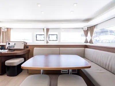 Salon of Wander, a Lagoon 450 Fly catamaran at Municipal Unit of Lefkada, Greece