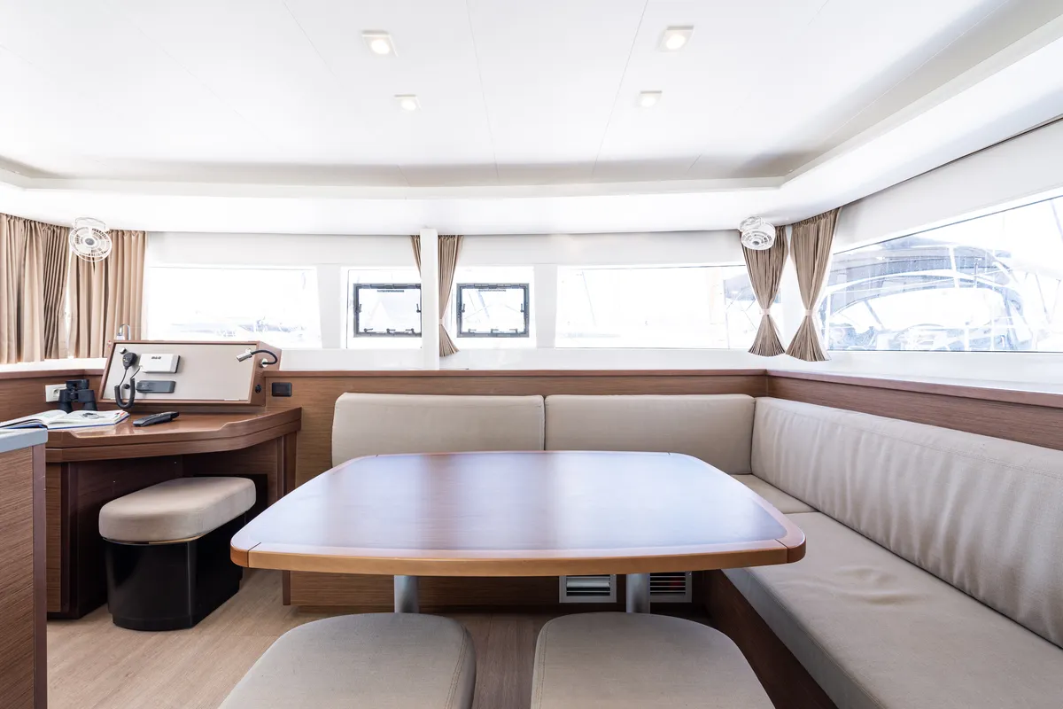 Salon of Wander, a Lagoon 450 Fly catamaran at Municipal Unit of Lefkada, Greece