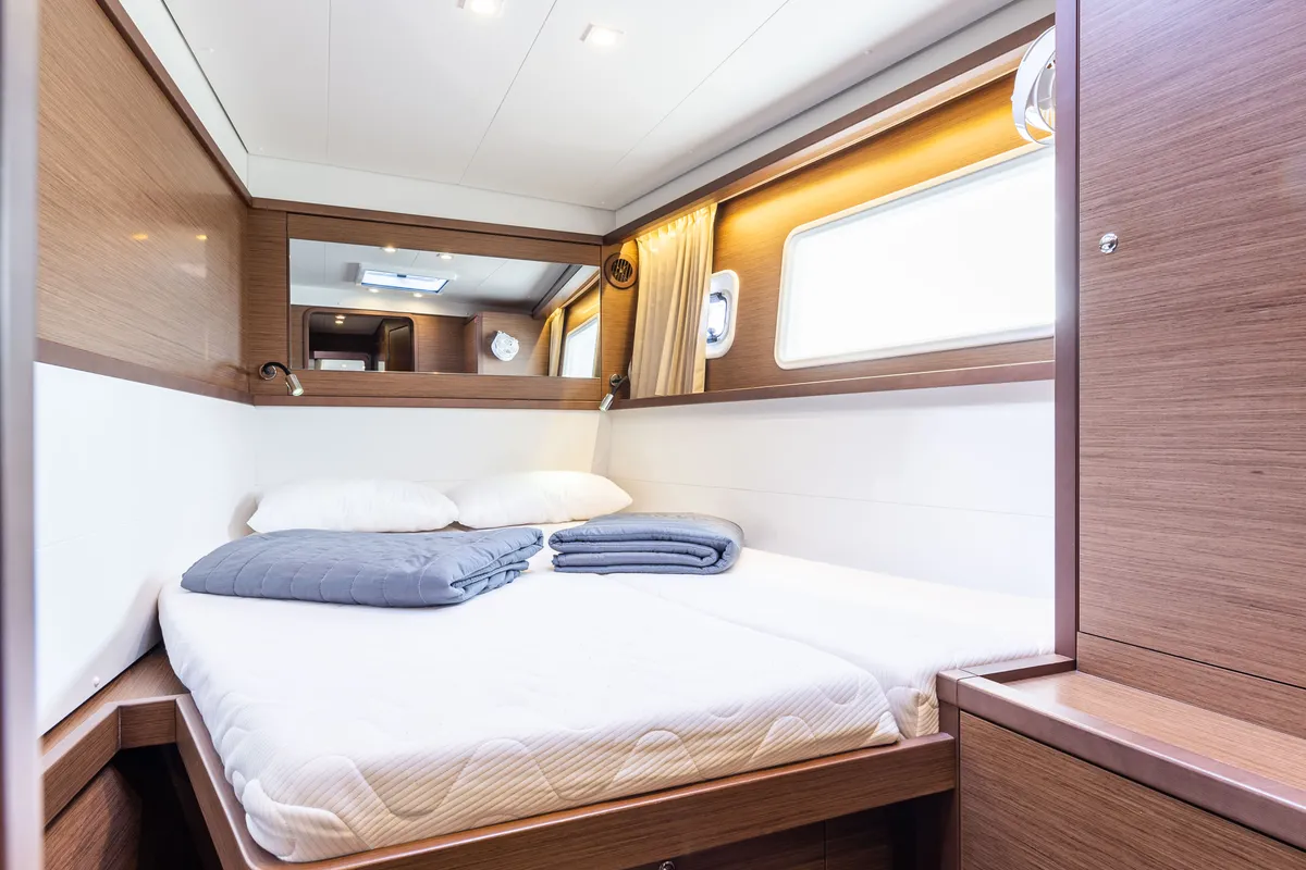 Cabin on Wander, a Lagoon 450 Fly catamaran at Municipal Unit of Lefkada, Greece