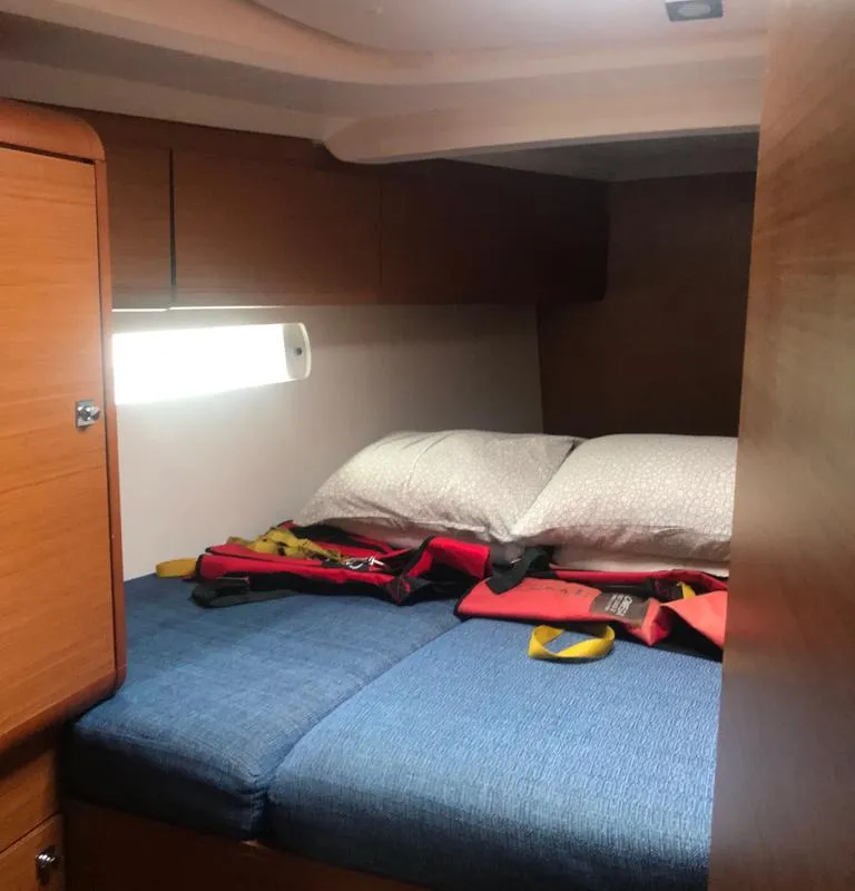 Cabin on Alboran Grappa, a Jeanneau Sun Odyssey 519 sailboat at es Jonquet, Spain
