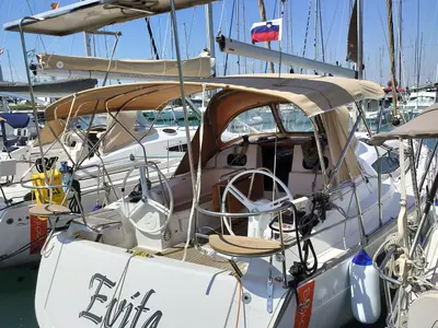 Evita, a Elan Impression 40 sailboat at Izola / Isola, Slovenia