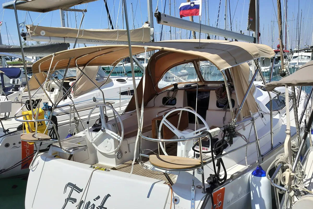 Evita, a Elan Impression 40 sailboat at Izola / Isola, Slovenia