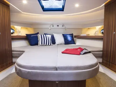Cabin on Greg, a Nimbus 405 Flybridge motor yacht at Pirovac, Croatia
