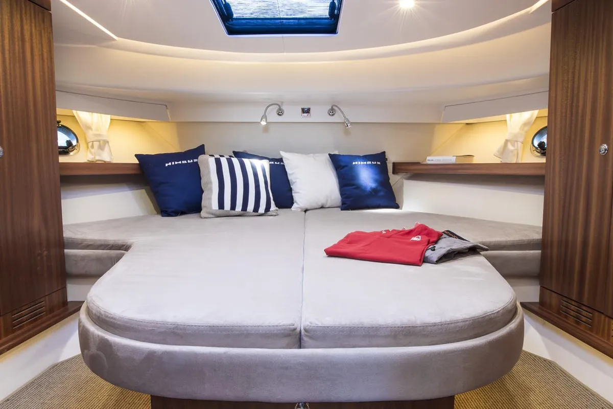 Cabin on Greg, a Nimbus 405 Flybridge motor yacht at Pirovac, Croatia