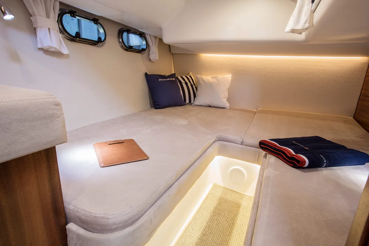 Cabin on Greg, a Nimbus 405 Flybridge motor yacht at Pirovac, Croatia