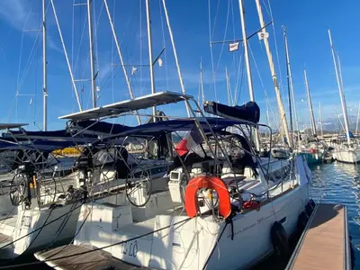 Iz’lo, a Jeanneau Sun Odyssey 389 sailboat at Ajaccio, France